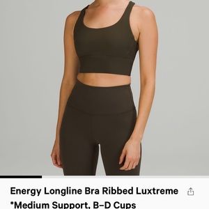 Energy longline bra dark olive sports bra